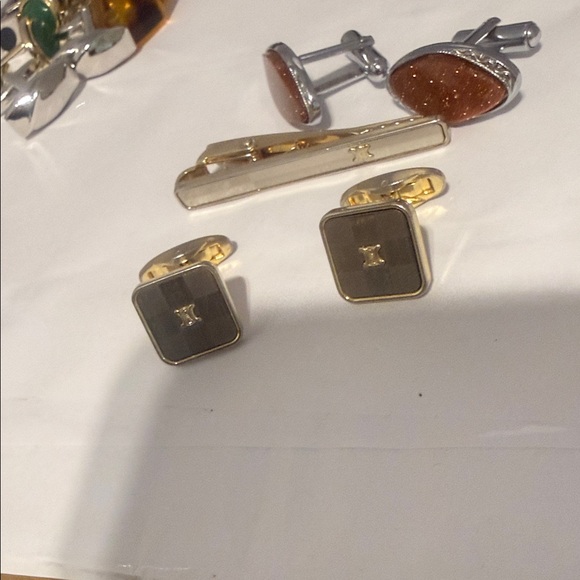 Celine Gold and Silver Cufflinks set with free Cufflinks with hard case - Picture 3 of 10